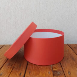 Caixa Redonda Cartonada Baixa Vermelha