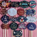 Hastes Florais MDF Kit Natal com 10 unidades