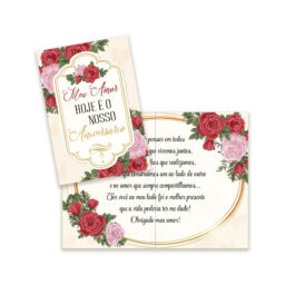 Cartão Pequeno Casamento Bodas Esposa Kit 02 com 10 Unidades